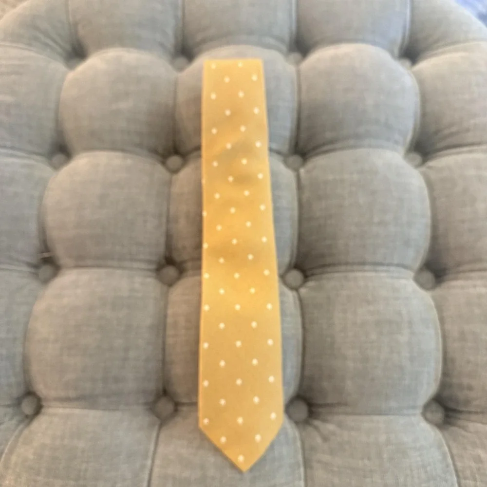 Jack Sartori Italia Tie Mens One Size Yellow Polka Dot Skinny Necktie Cotton